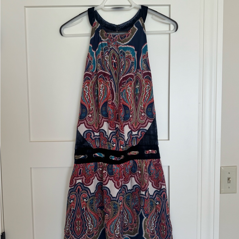 Ramy Brook Backless Paisley Dress - Red and Blue